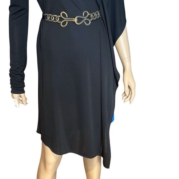 BCBG Max Azria Asymmetrical Drape Black Blue Dress (022) - Picture 4 of 15